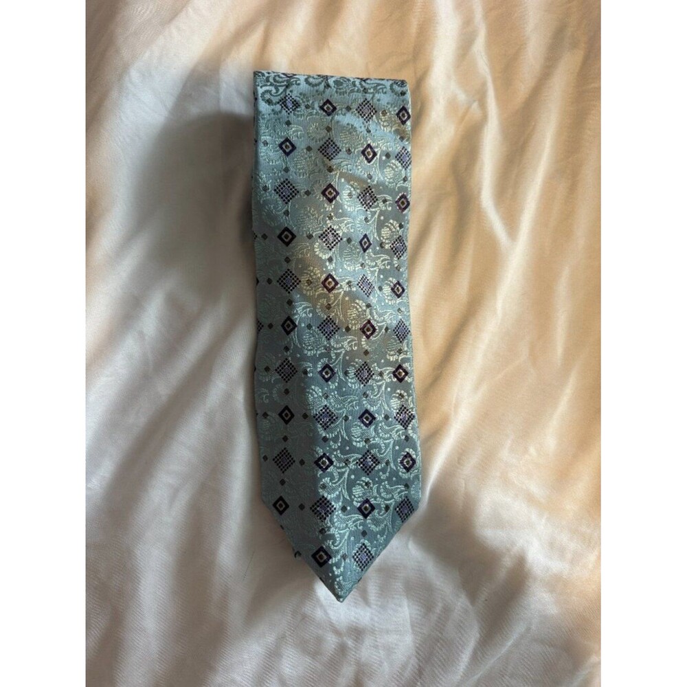 New Robert Talbott Nordstrom 100% Silk Tie Blue Paisley Geometric Classic Luxury - Picture 6 of 13
